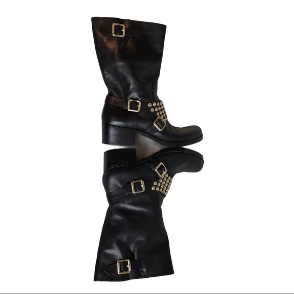 BCBGeneration Halen Black Stud Buckle Zipper Boot - Picture 6 of 12